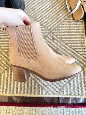 Suede Chelsea Ankle Boot in Taupe